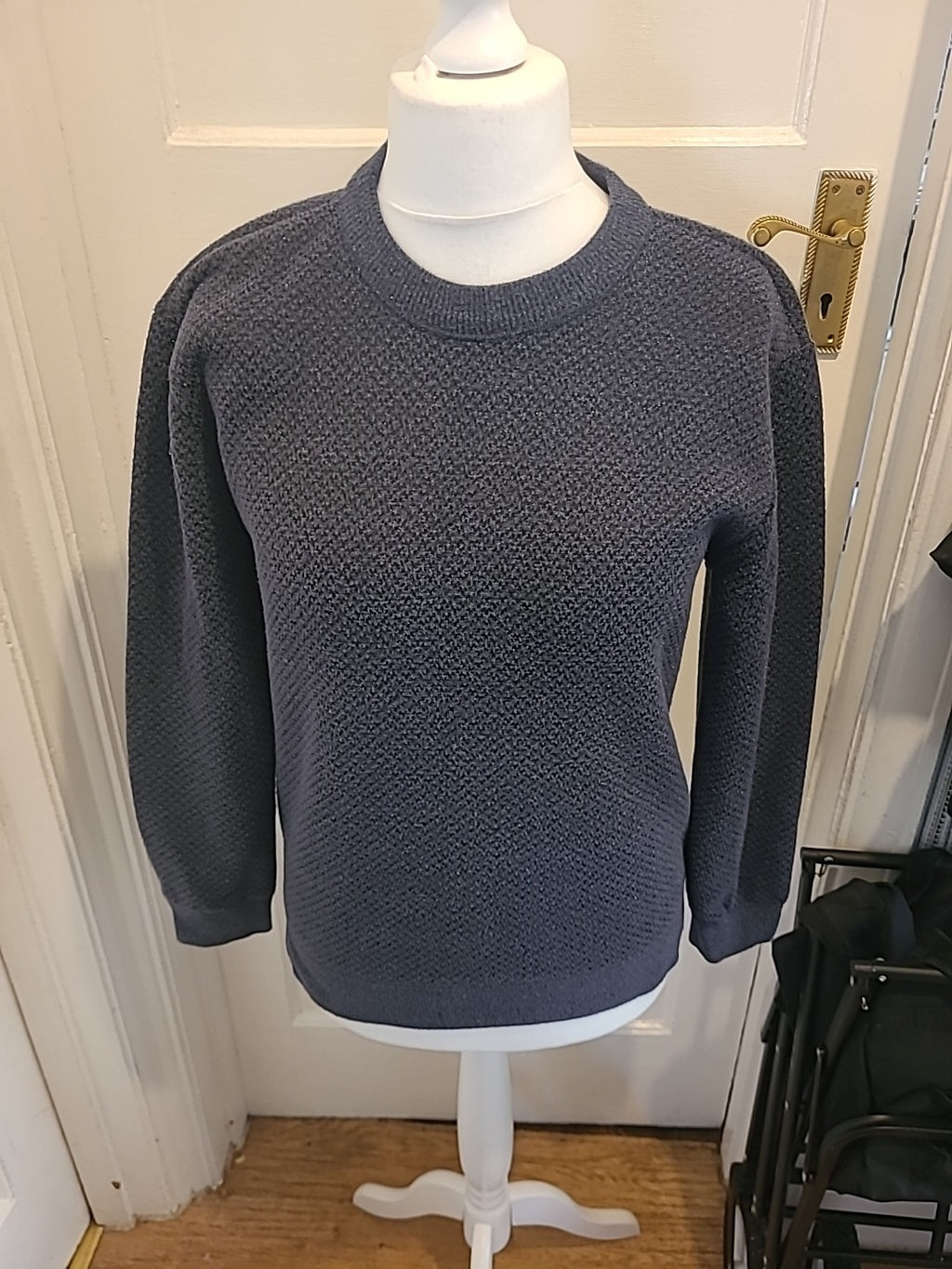 Ladies Size Medium Navy/Black Shimmery Jumper