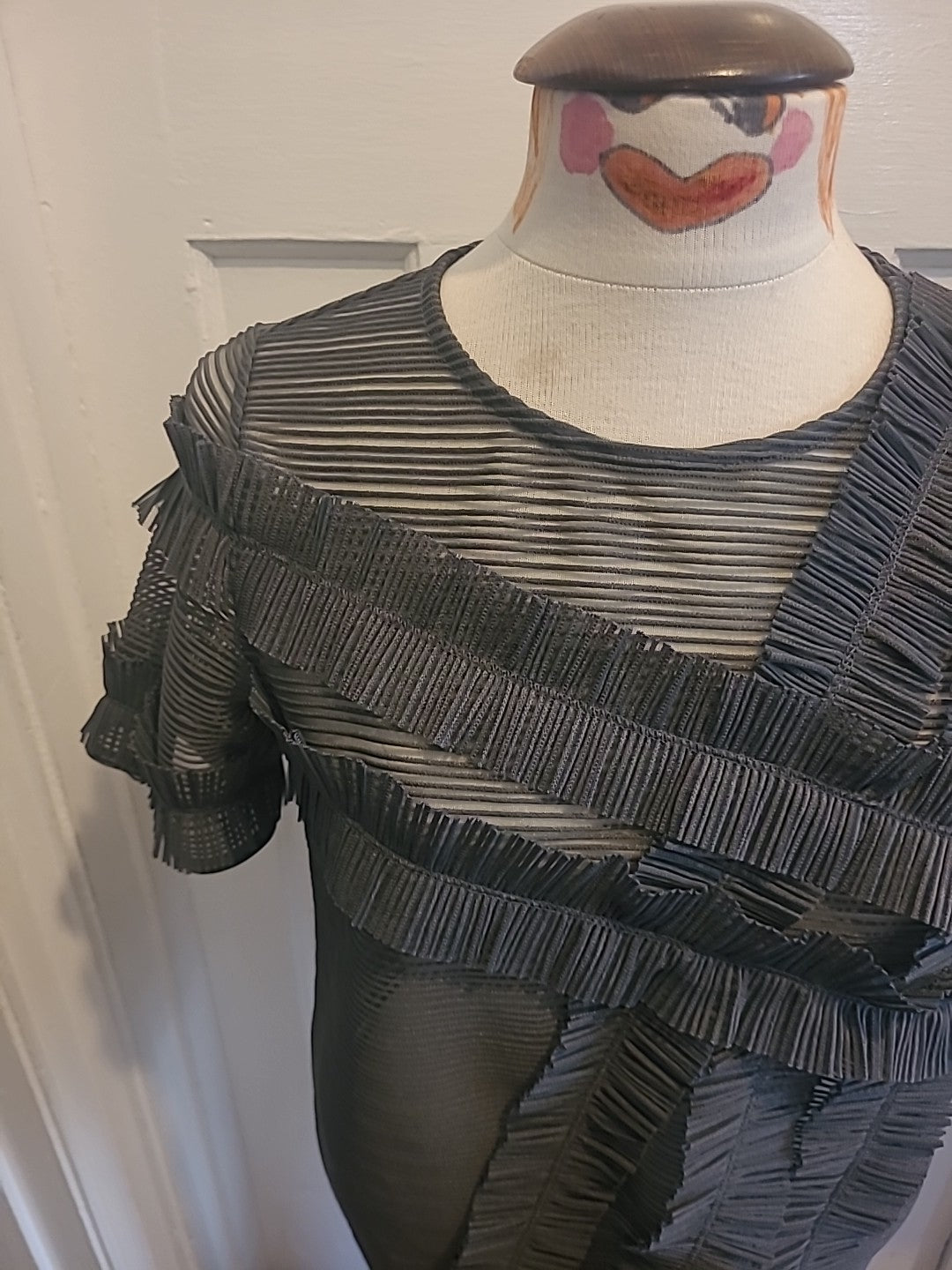 Ladies Next Size 8 Grey See Through Short Sleeved Tshirt