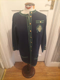 Ladies Emreco Size Euro 36 Navy Green Trim Long Sleeved Cardigan