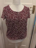Bonmarche 16 Mulberry And White Short Sleeve Blouse