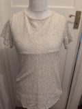 Dorothy Perkins 16 White Lace Lined Short Sleeve Blouse