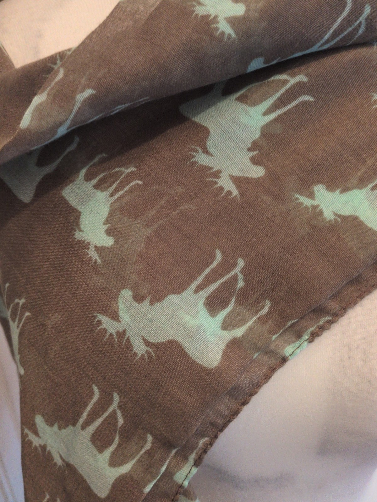 Brown And Blue Reindeer Scarf