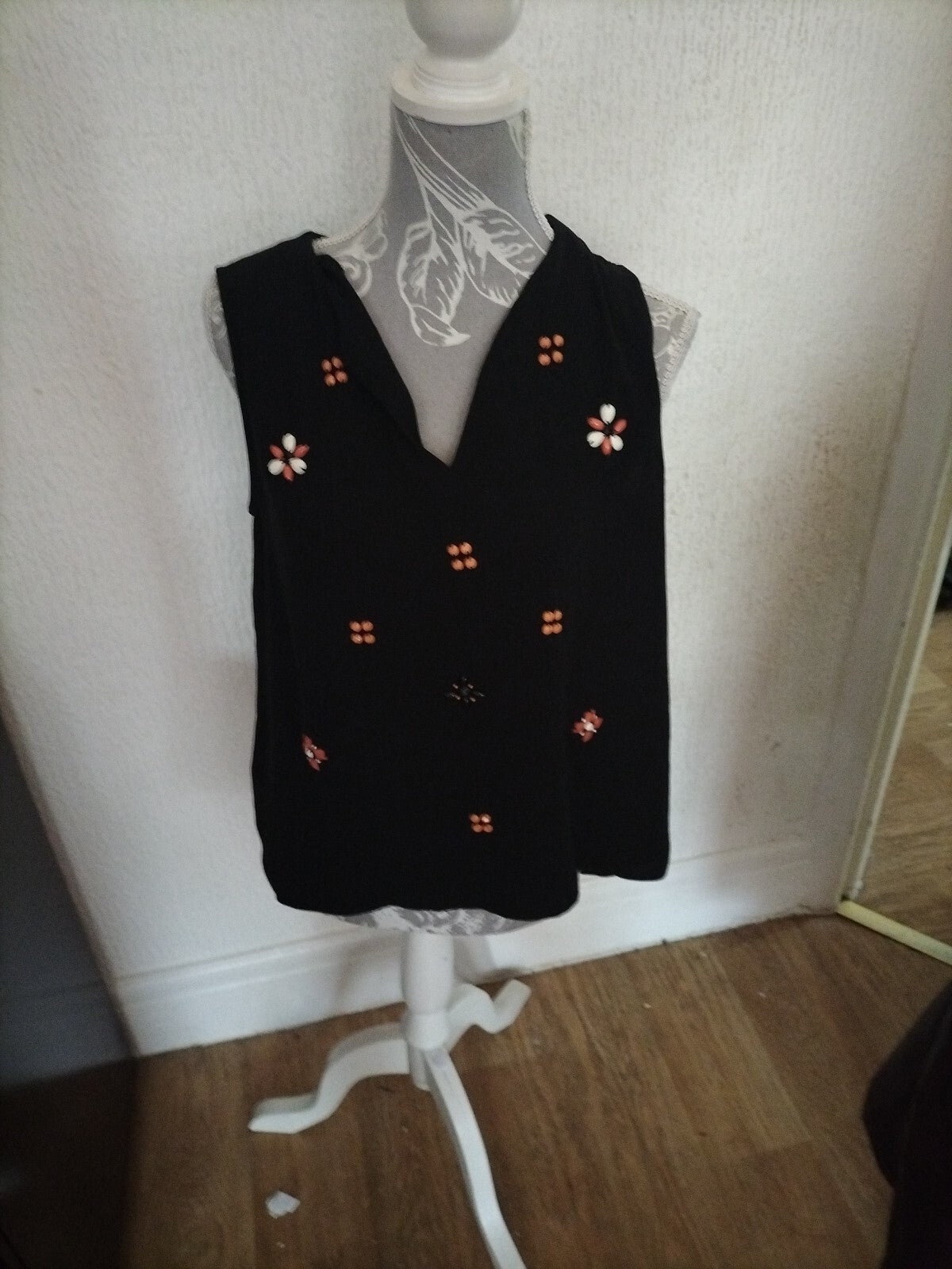 Ladies Next Size 12 Black Sleeveless Blouse