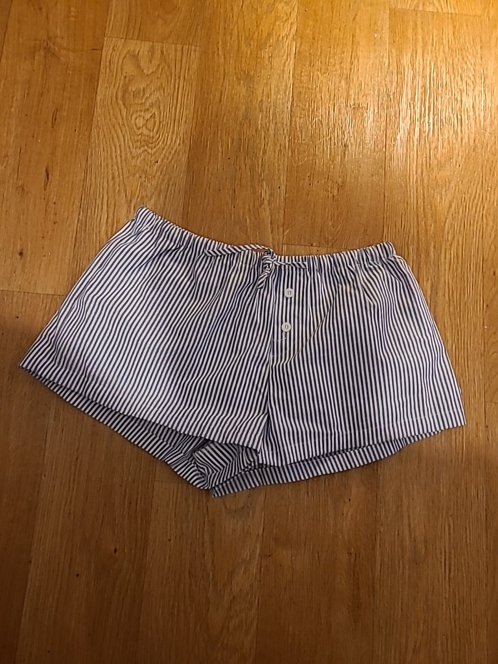 Ladies Shein Size L Blue And White Striped Elasticated Shorts