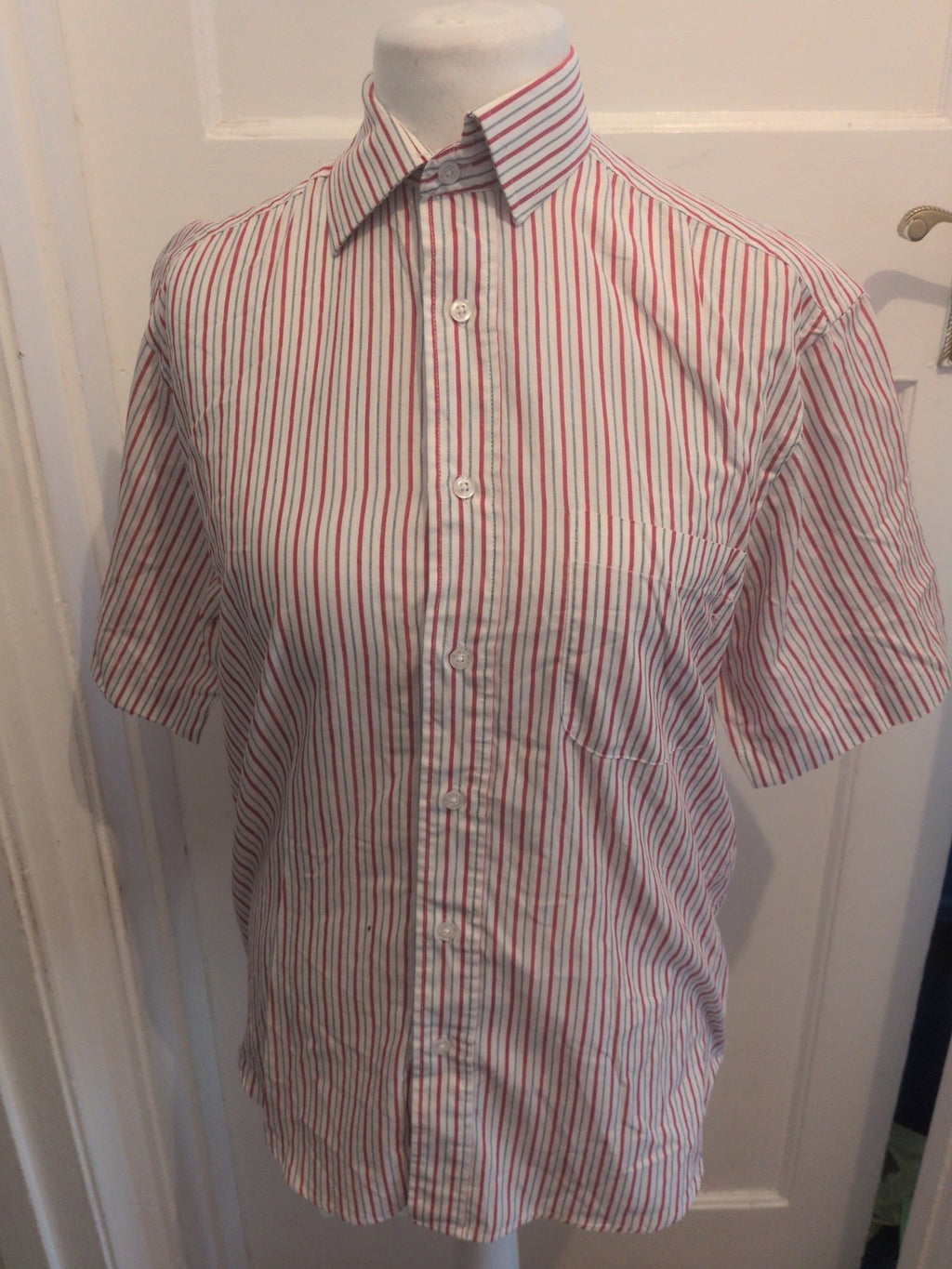 Park Lane Medium Red And White Stripe Short Sleeve Shirt
