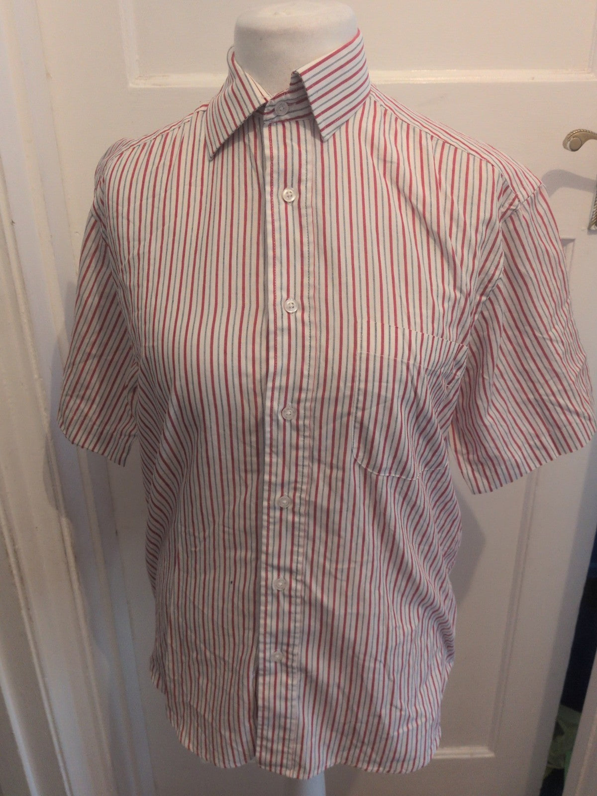 Park Lane Medium Red And White Stripe Short Sleeve Shirt