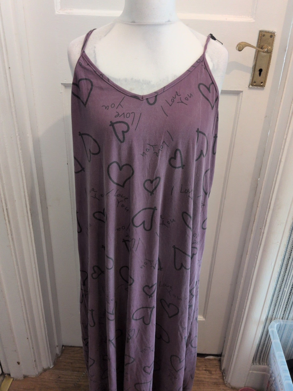 3XL Deep Purple And Black Hearts Sleeveless Dress