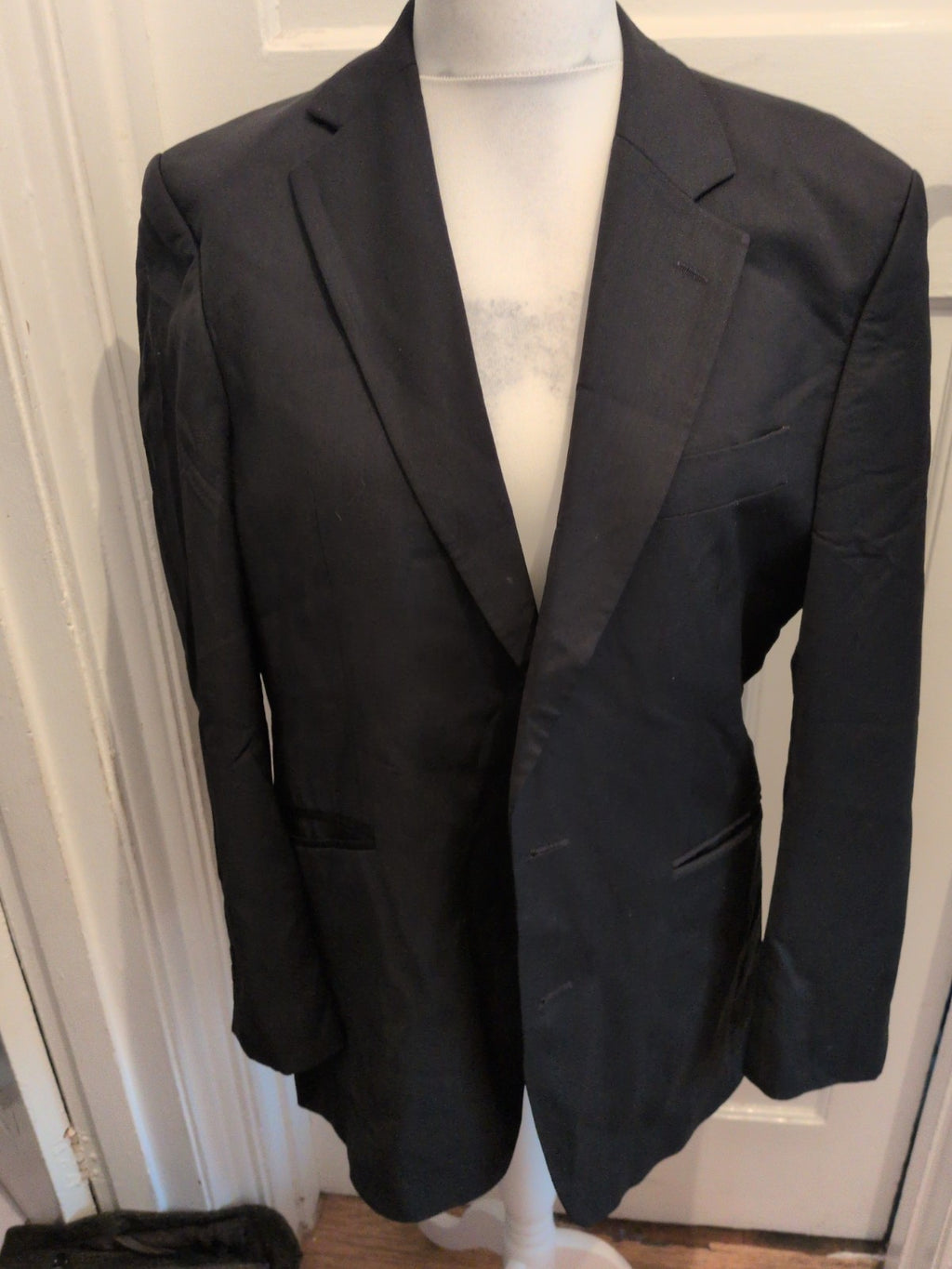 Marks And Spencer The Washable Suit 42M Wool Blend Black Suit Jacket