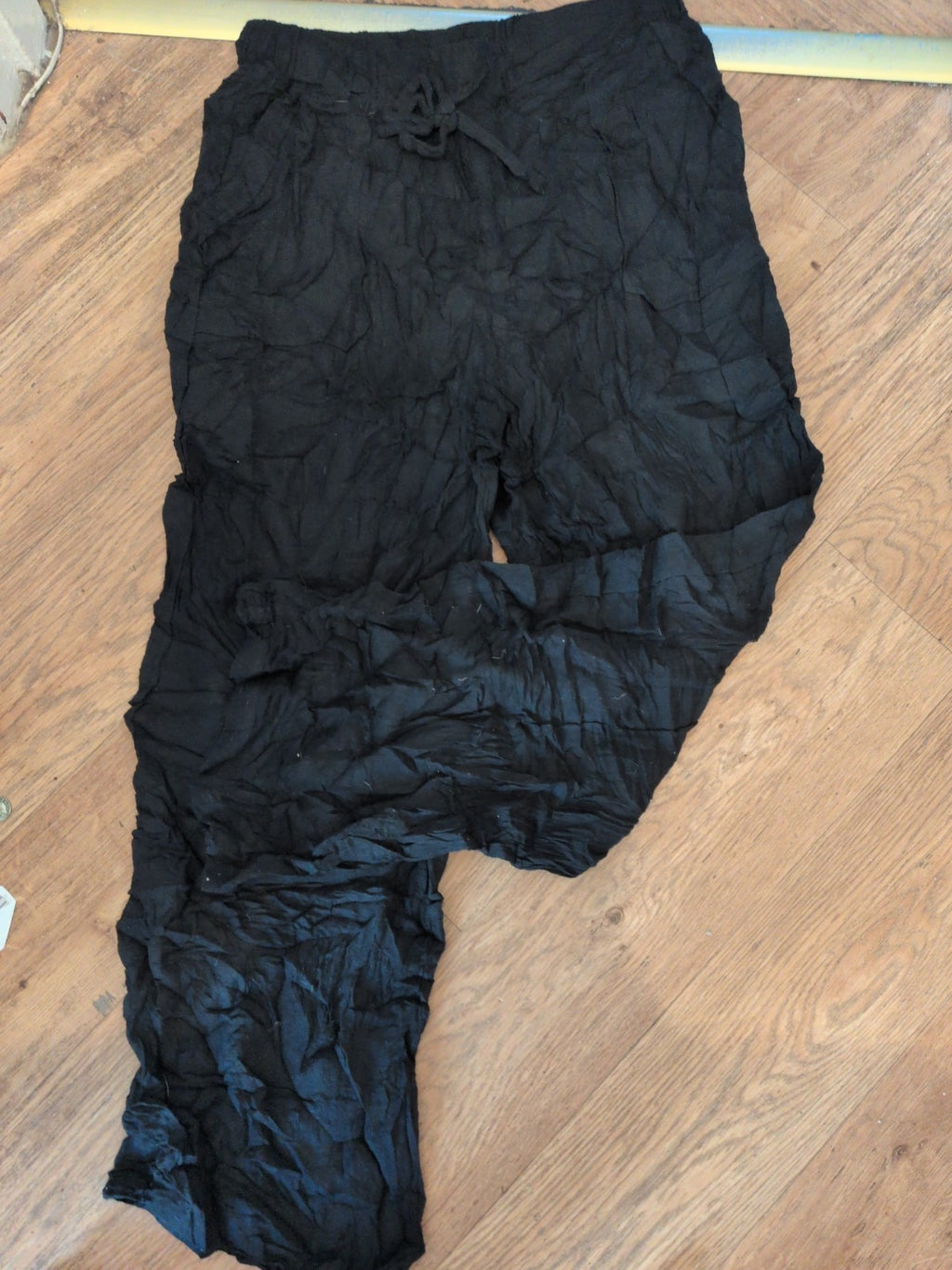 Large Black Straight Leg Trousers Elasticated With Drawstring