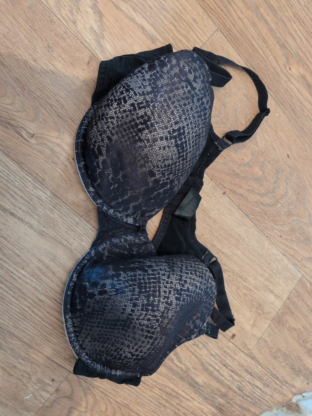 George 40D Black And Beige Padded And Wired Bra