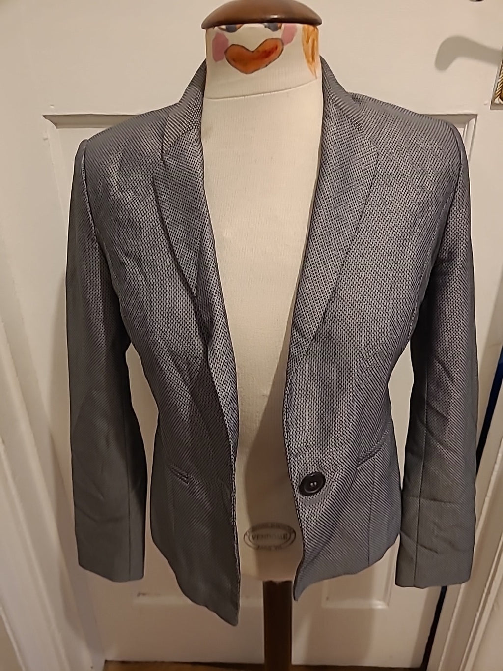 Ladies Next Petite Size 6 Black And Grey Long Sleeve Blazer