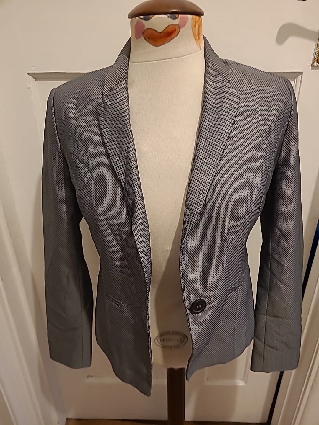 Ladies Next Petite Size 6 Black And Grey Long Sleeve Blazer