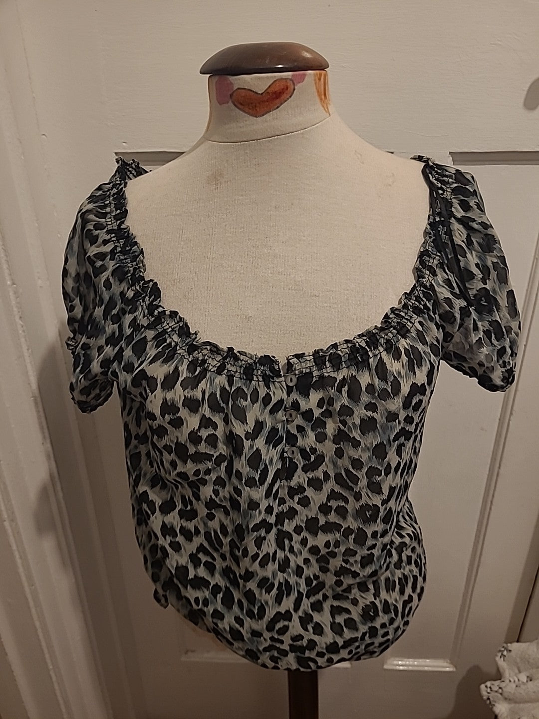Ladies Tu Size 12 Animal Print Semi See Through Blouse