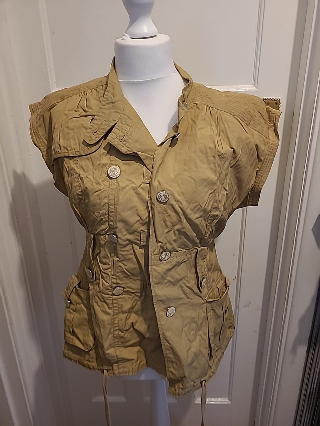Ladies River Island Size 16 Beige/Brown Cap Sleeved Jacket