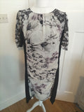 Ladies Kaliko Size 20 Black/White/Grey Floral Short Sleeved Dress