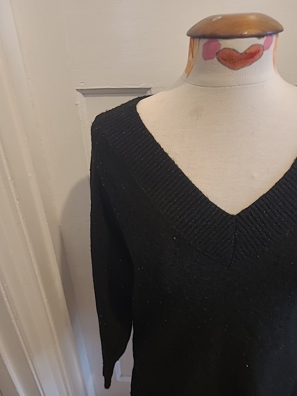 Ladies Primark Size 2XS Black Sequin Long Sleeved Jumper
