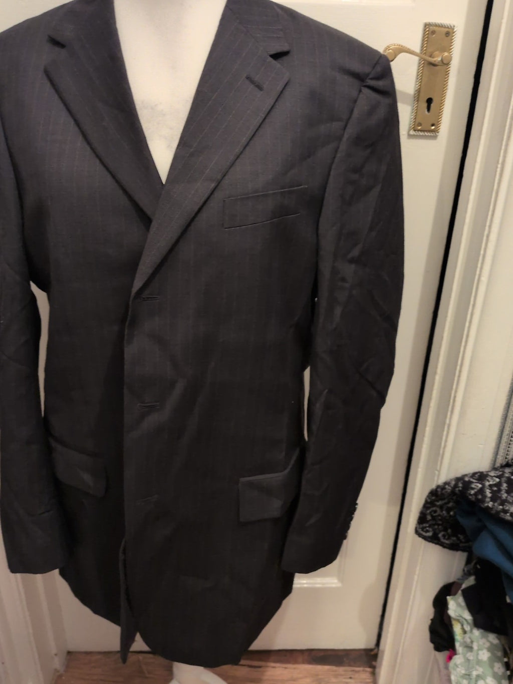Marks And Spencer 44L Dark Grey Pinstripe Suit Jacket