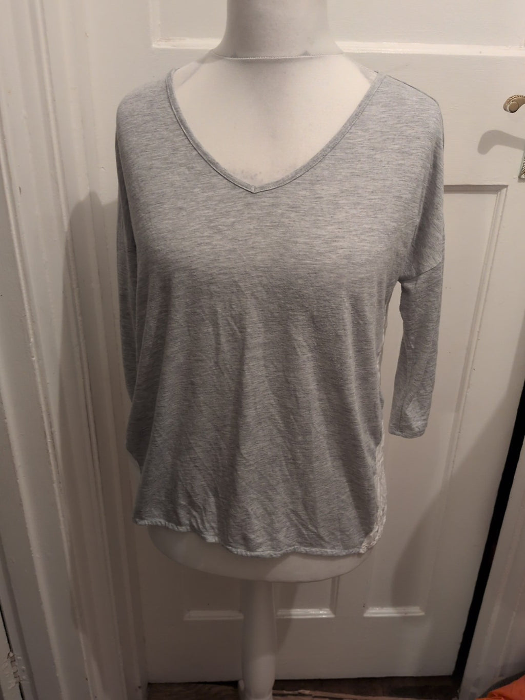 Per Una 16-18 Grey And White Long Sleeve T-shirt