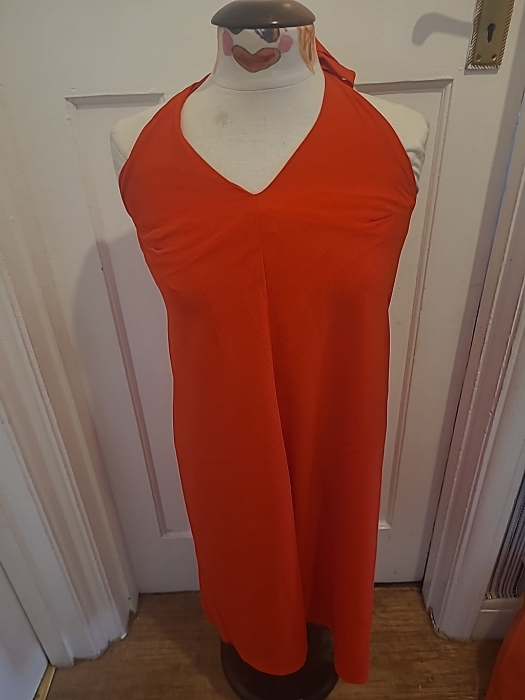 Ladies Topshop Size 10 Red Sleeveless Halterneck Midi Dress