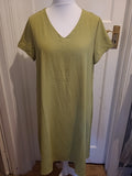 Ladies Size Large Sage V Neck Short Sleeved A-Line Dress