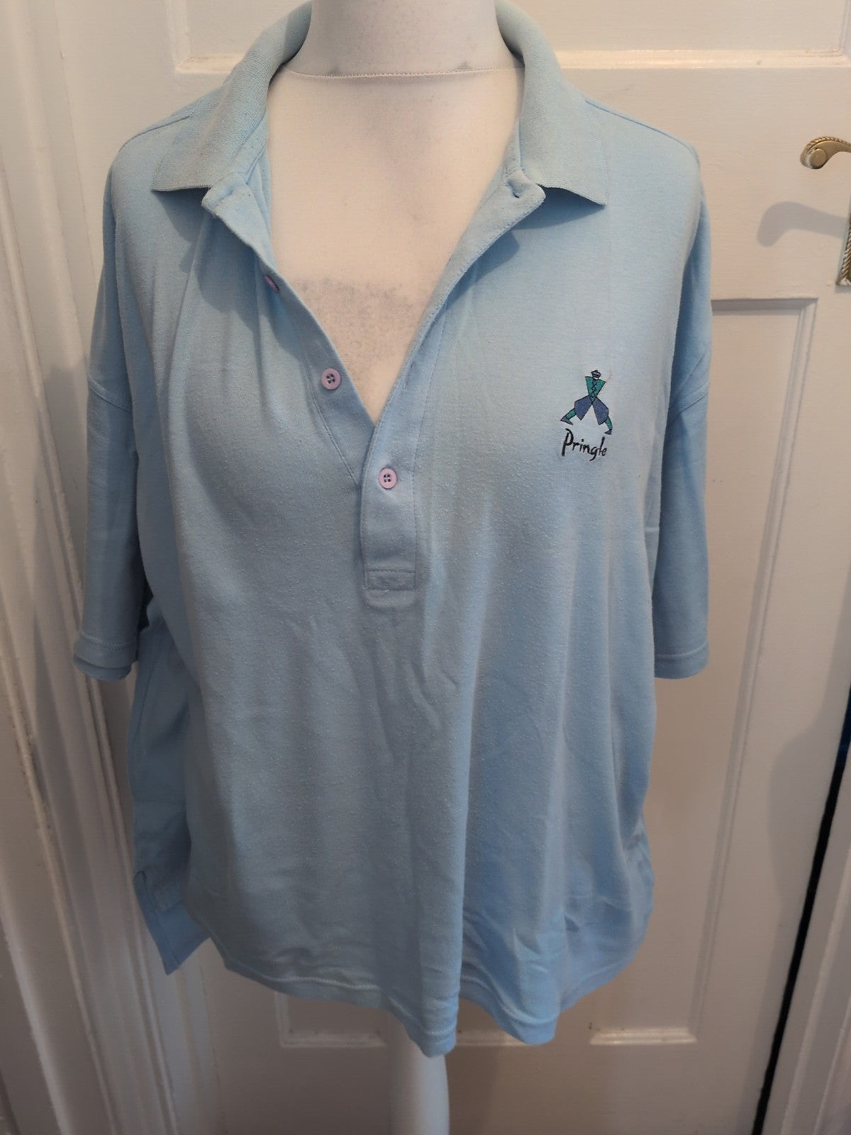 Nick Faldon Pringle Sports XL Blue Short Sleeve Polo