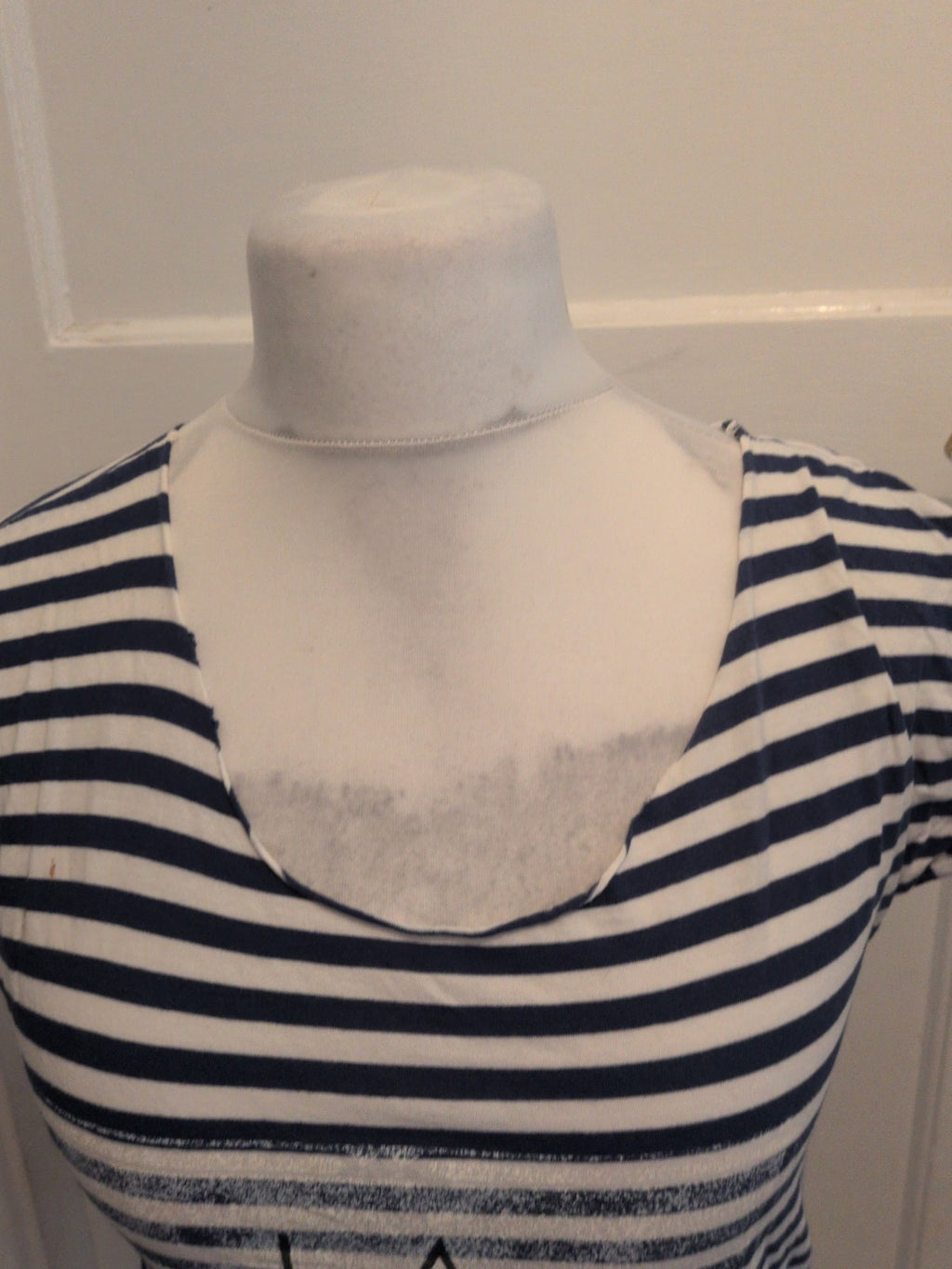 Topshop 10 Blue Stripe Printed Short Sleeve T-shirt