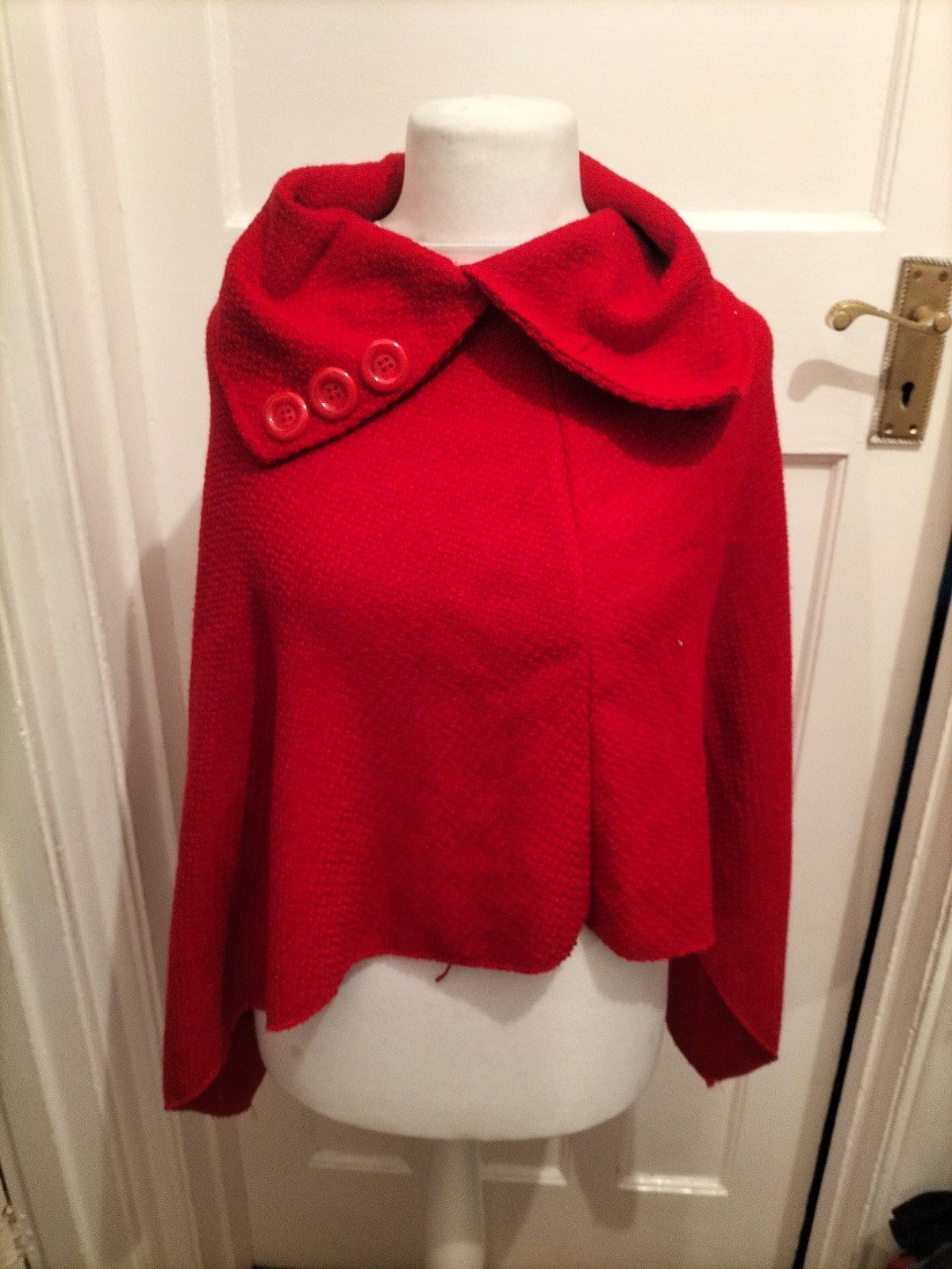 Large Red Collared Poncho