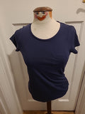 Ladies F&F Size 6 Navy Short Sleeved Pyjama Top