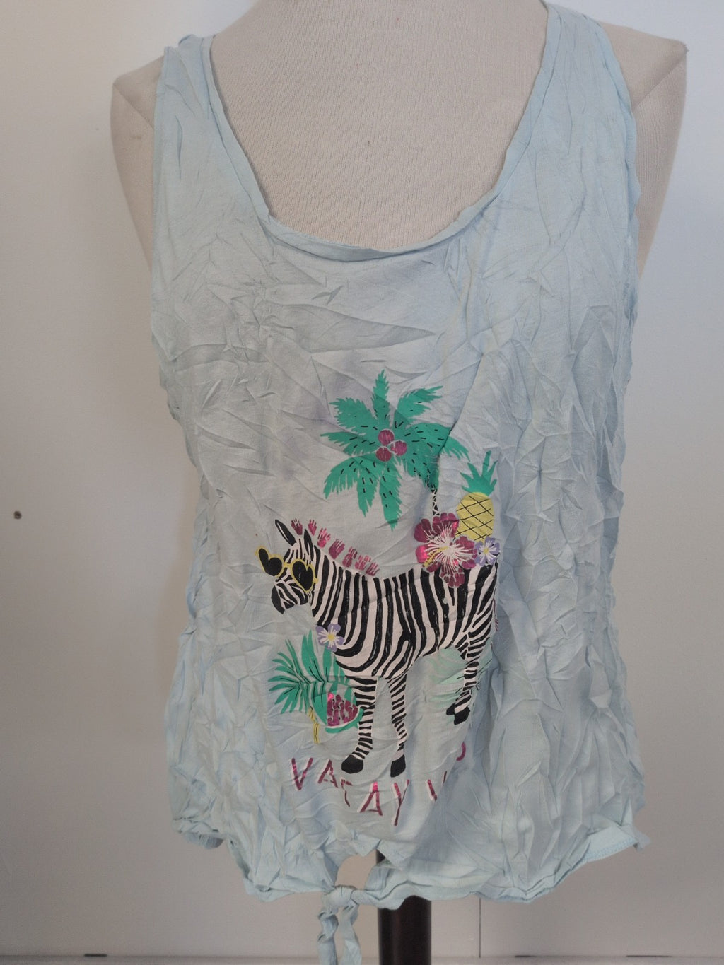 Ladies Peacocks Size 18-20 Blue Sleeveless With Zebra Pyjama Top