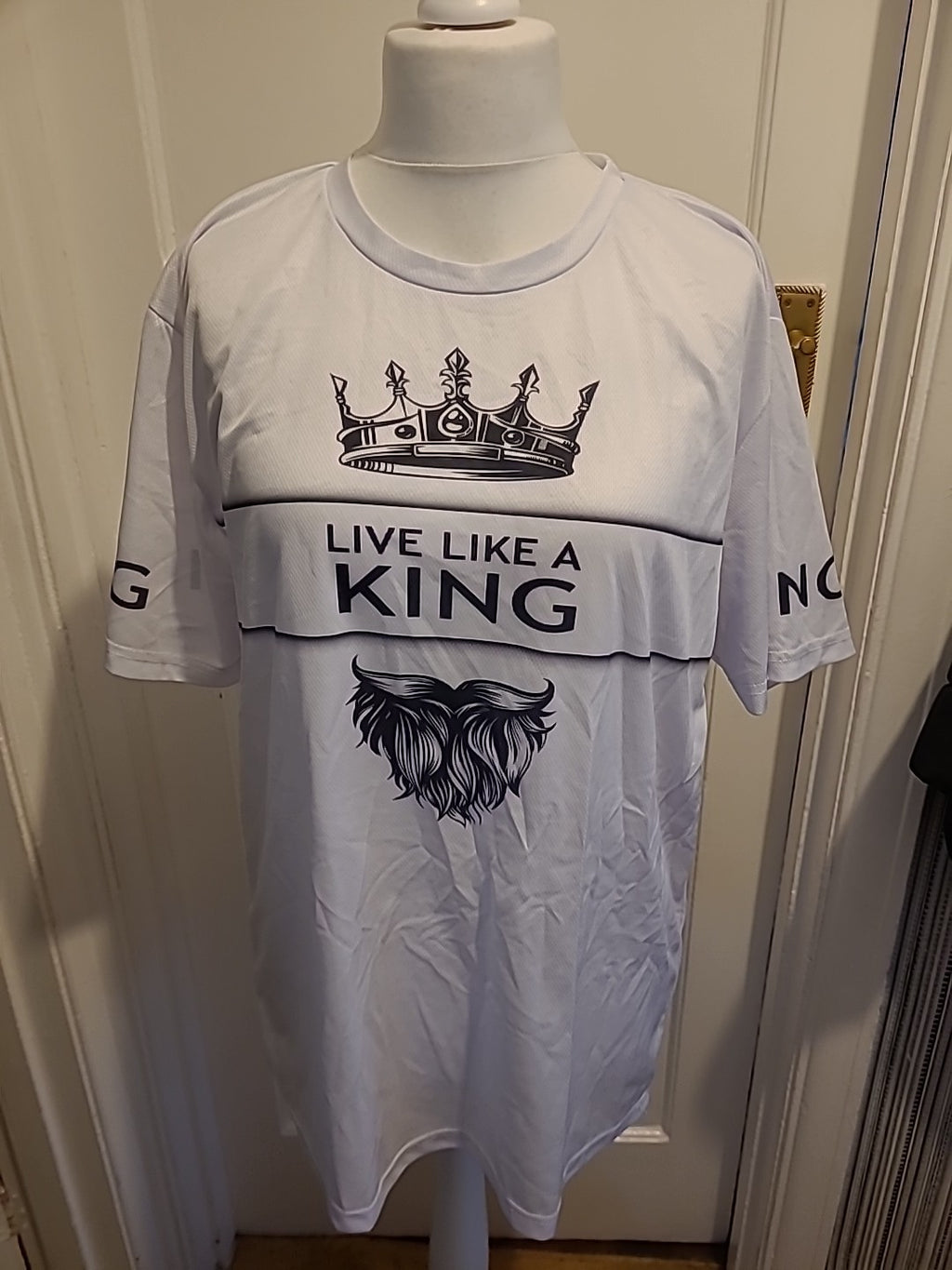 Mens Size 2XL White Print Short Sleeved Tshirt