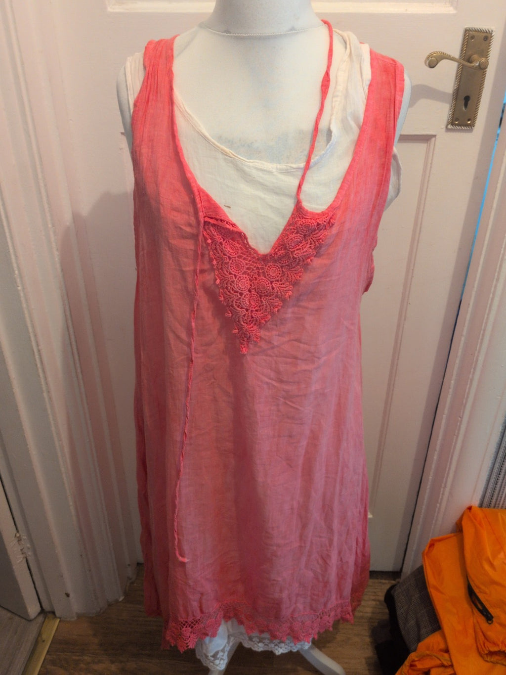 Fermella Large Pink With White Lining Sleeveless Dress