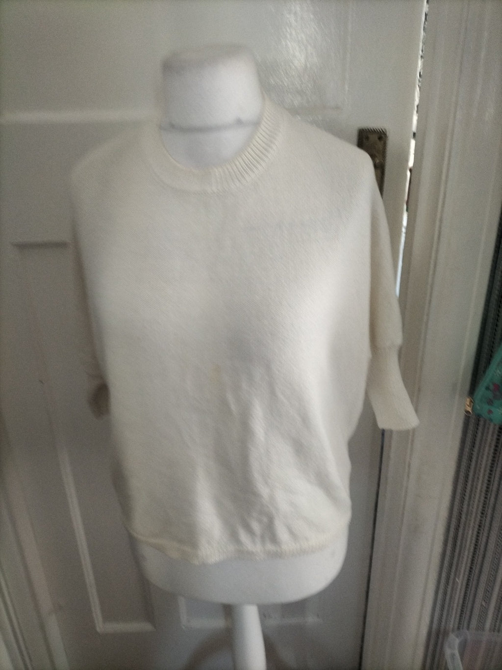 Ladies Apricot Size 10 White See Through Panel Back Jumper