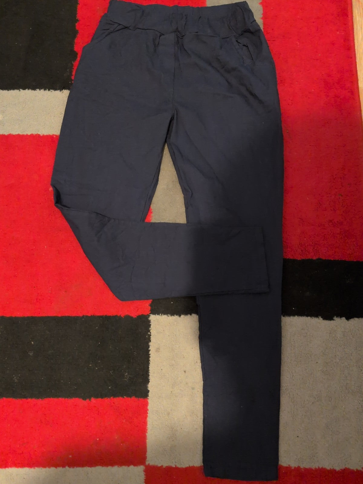 Ladies Size M/L Navy Stretch Trousers Missing Drawstring
