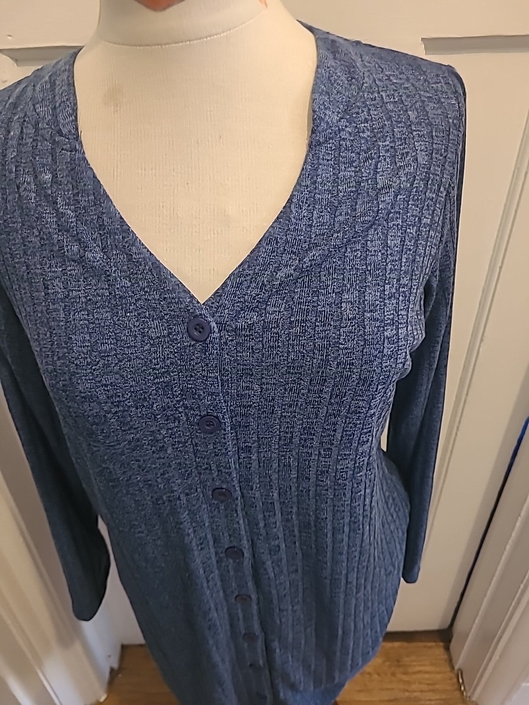 Ladies Vlazom Medium Blue Button Up Dress Long Sleet