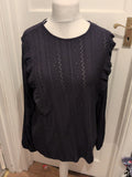 F&F 18 Navy Patterned Material Long Sleeve Blouse