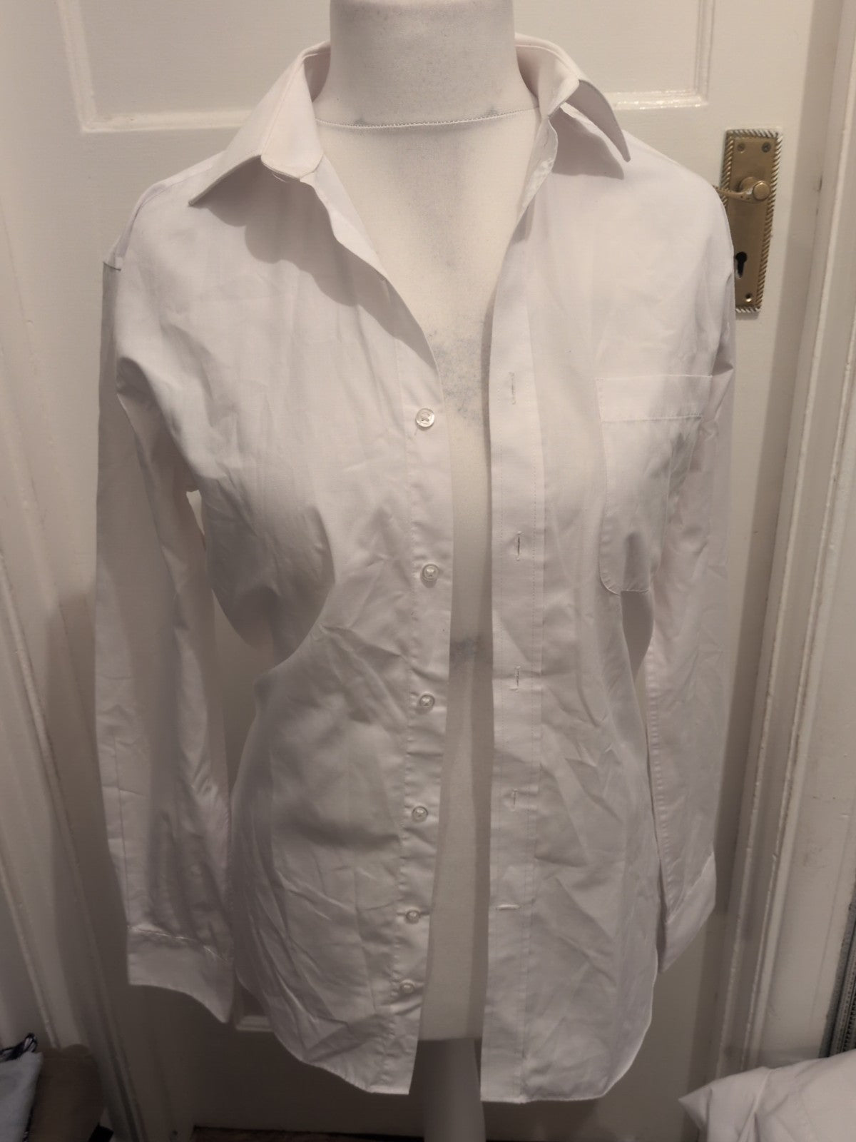 Mens M&S Collection Size 15 Slim Fit White Dress Shirt Long Sleeve