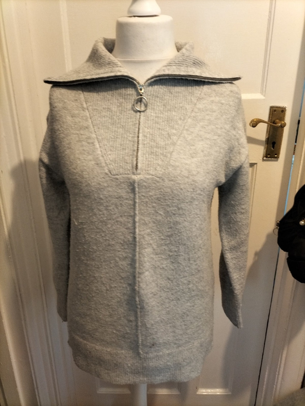 Ladies Papaya Size Small Grey High Neck Long Sleeved Jumper