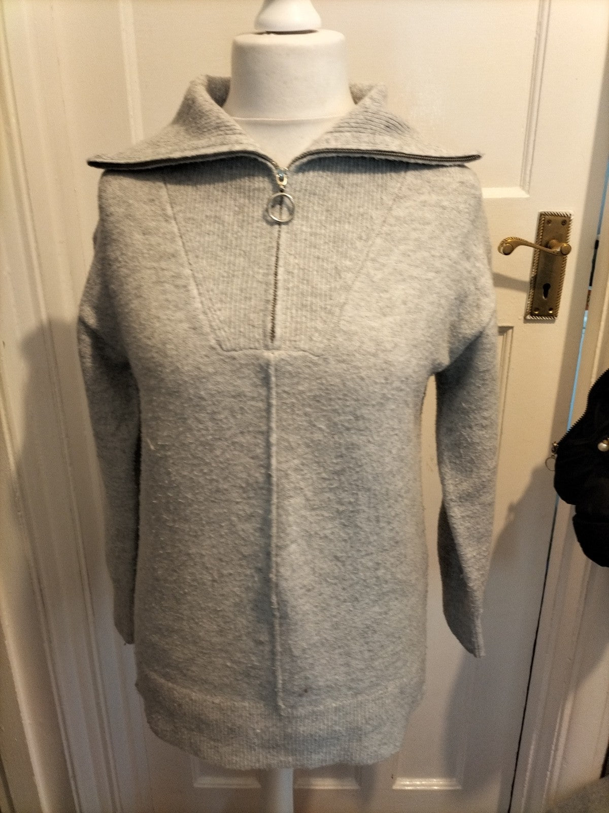 Ladies Papaya Size Small Grey High Neck Long Sleeved Jumper