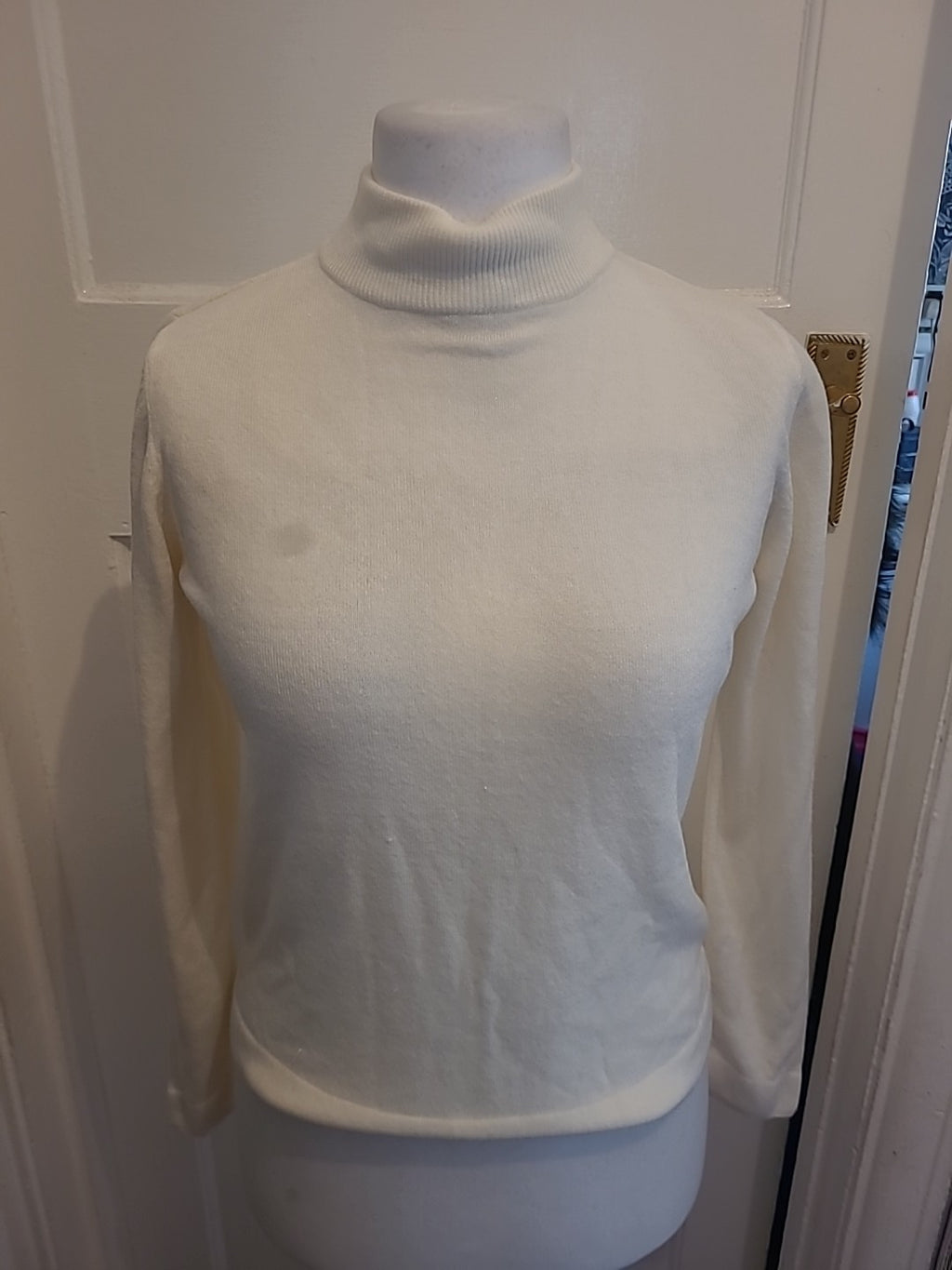 Mens BM Size Small Cream High Neck Jumper Pullover