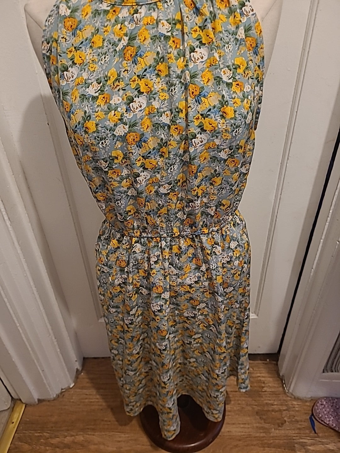 Ladies Shein Size Large Green/Blue/Yellow Floral Fit And Flare Dress