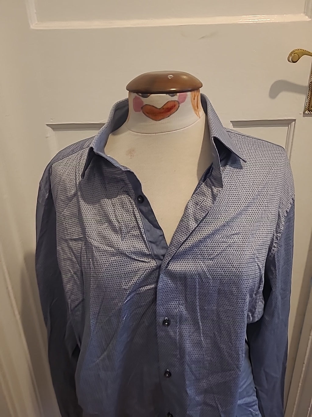 Mens Next Signature Size 16.5 Regular Fit Silver Patterned Shirt