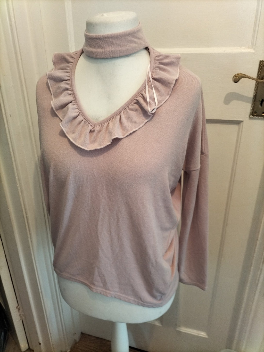 QED London Small Pale Pink Cowl Neck Blouse/Top