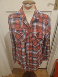 Mens Trait Size Medium Red Grey White Check Long Sleeved Shirt