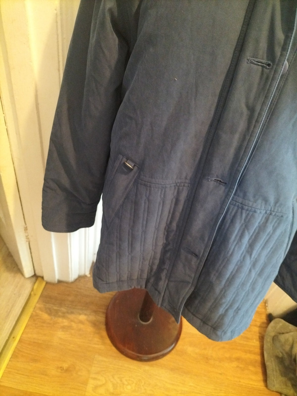 Ladies Astraka Size Small Navy Blue Long Sleeved Lined Coat