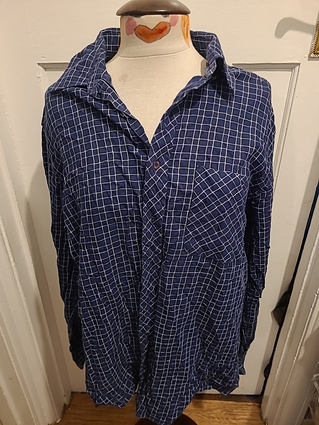 Mens Florence&Fred Size Large Navy Check Long Sleeved Shirt