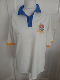 Mens Size Medium White Logo Short Sleeved Polo
