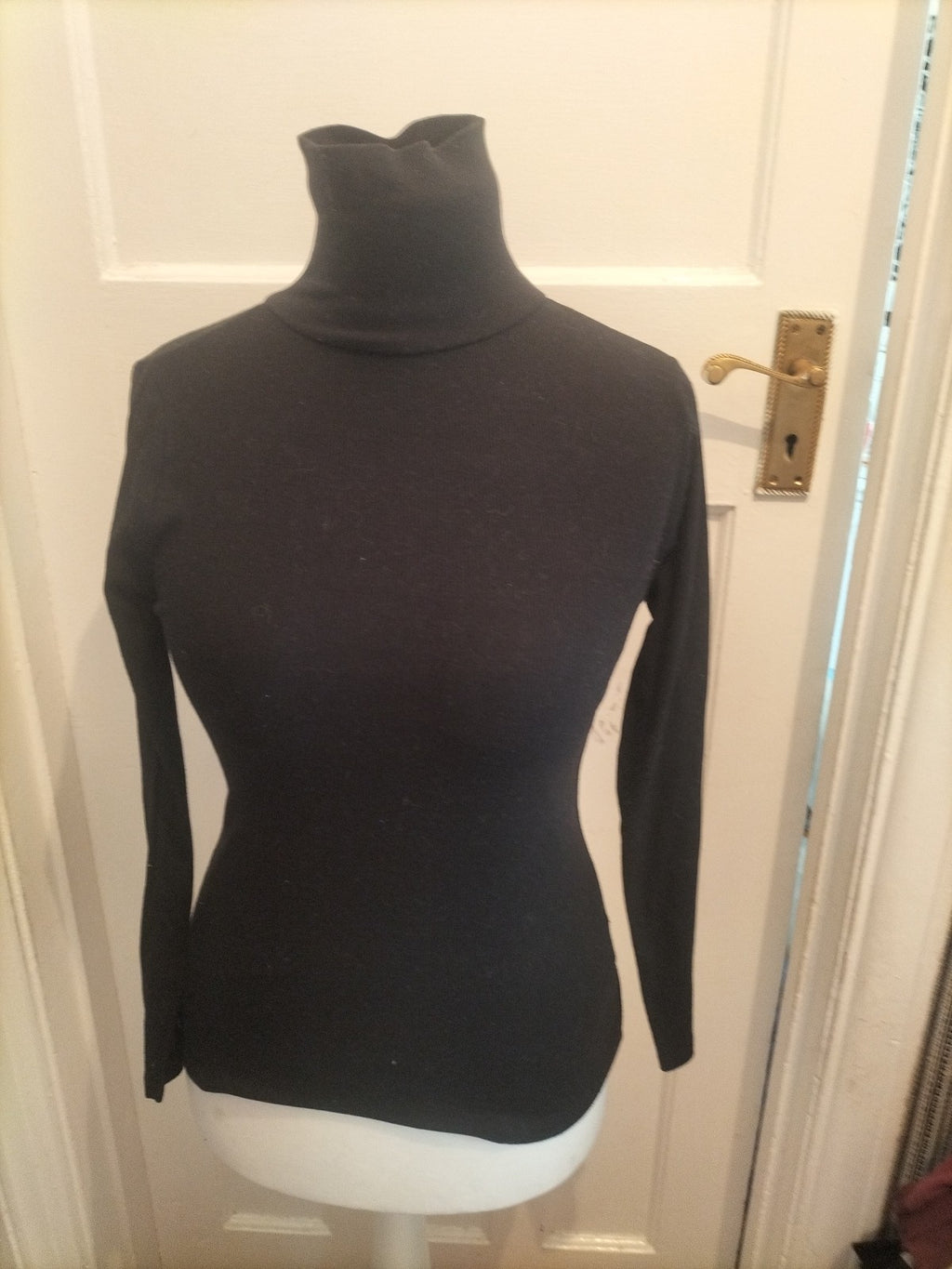 Ladies Debenhams Size 10 Black High Neck Long Sleeved Top