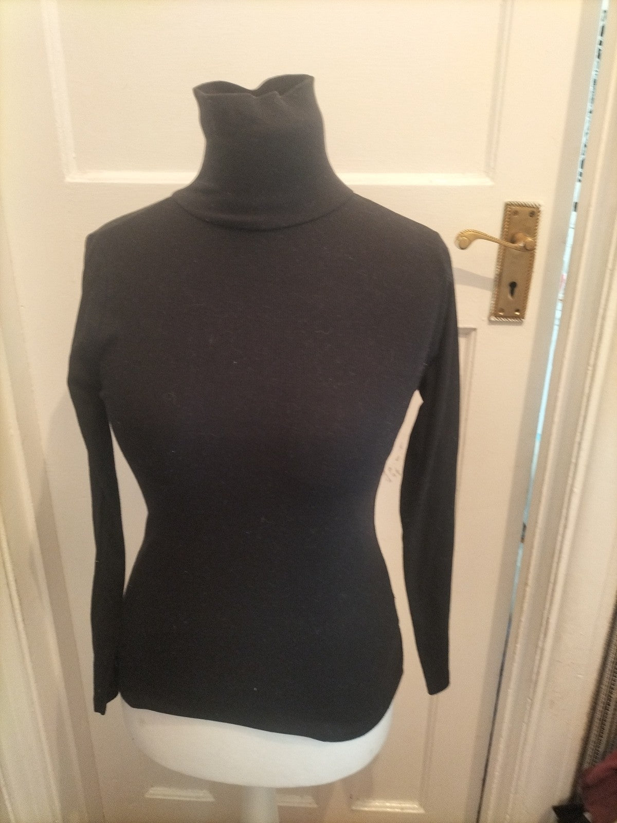 Ladies Debenhams Size 10 Black High Neck Long Sleeved Top