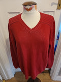 Mens Red Jumper Celio Sports Wear Size Large V Neckline