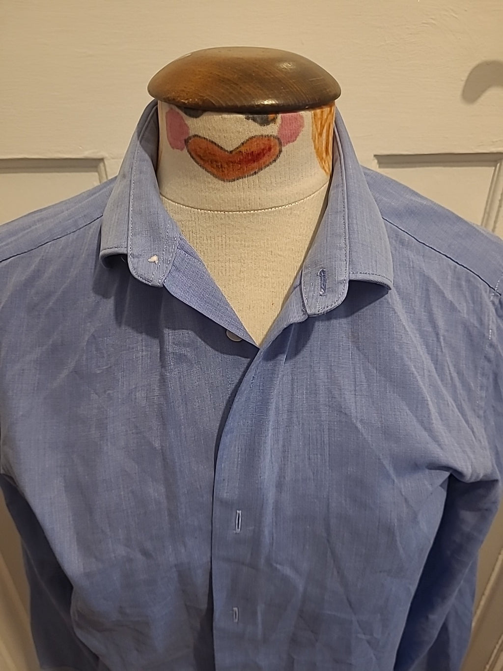Mens Next Size 15" Blue Detailed Long Sleeved Shirt